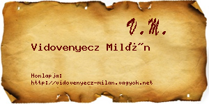 Vidovenyecz Milán névjegykártya