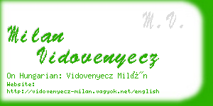milan vidovenyecz business card